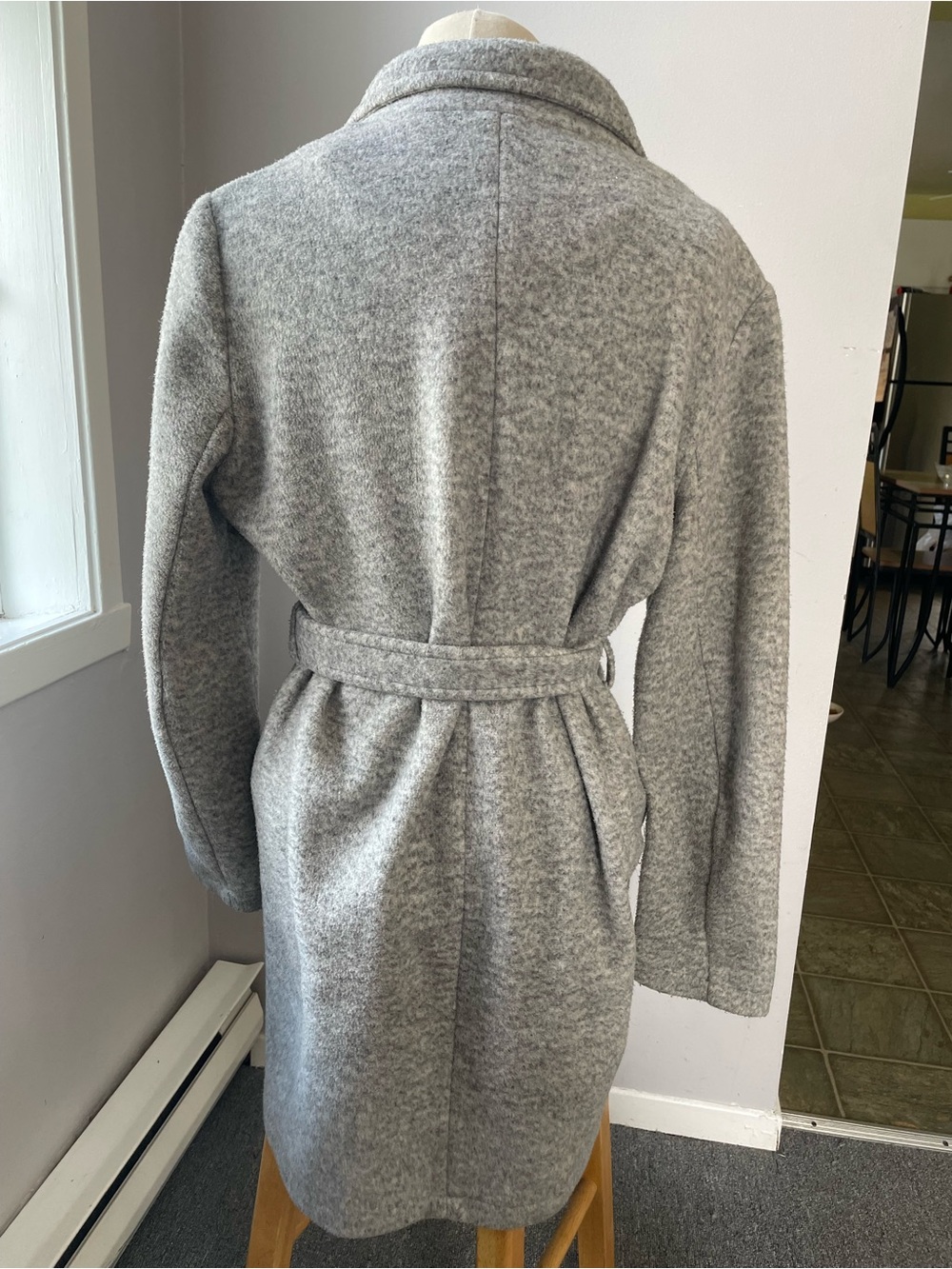 Vero Moda Gray Belted Wrap Coat Fall Jacket Size Large - Picture 2 of 9